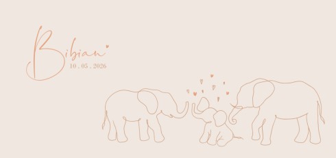 Meisjeskaartje olifantjes lijntekening - Bibian