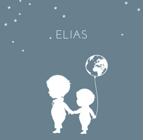 Milestone geboortetegel met broertjes en wereldbol - Elias