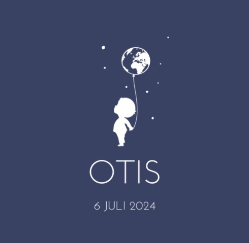 Milestone geboortetegel met jongen en wereldbol - Otis voor