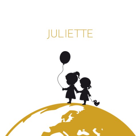 Milestone geboortetegel met zusjes op wereldbol - Juliette voor