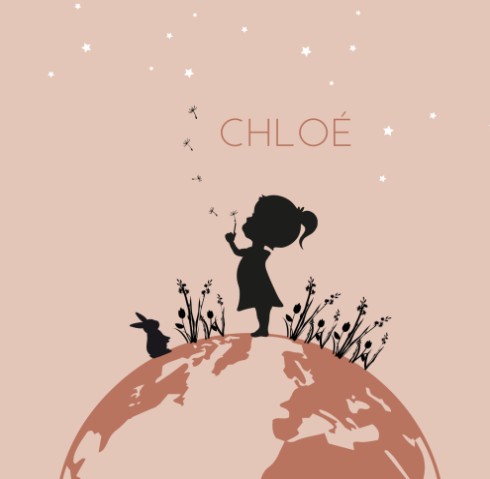 Milestone geboortetegel meisje op wereldbol - Chloe