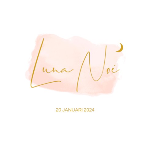 Milestone geboortetegel met watercolor en maantje - Luna Noé voor