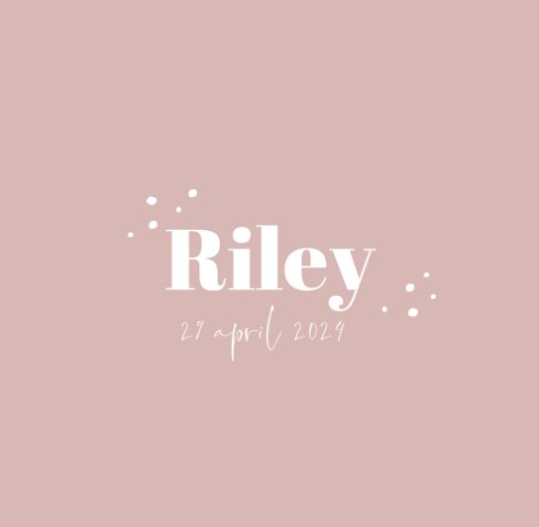 Milestone geboortetegel typografisch voor een meisje - Riley voor
