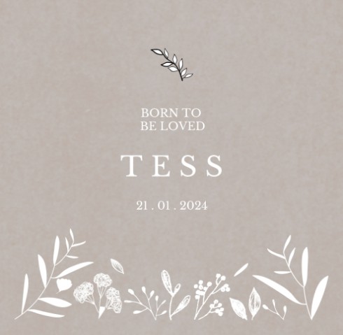 Milestone met karton look en bloemen - Tess