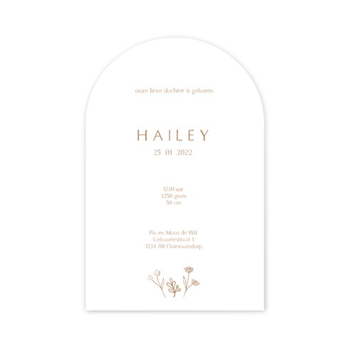 Boogkaartje meisje lijntekening bloemen - Hailey