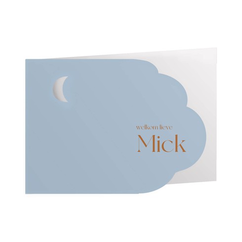 Dubbel wolken geboortekaartje met maan - Mick