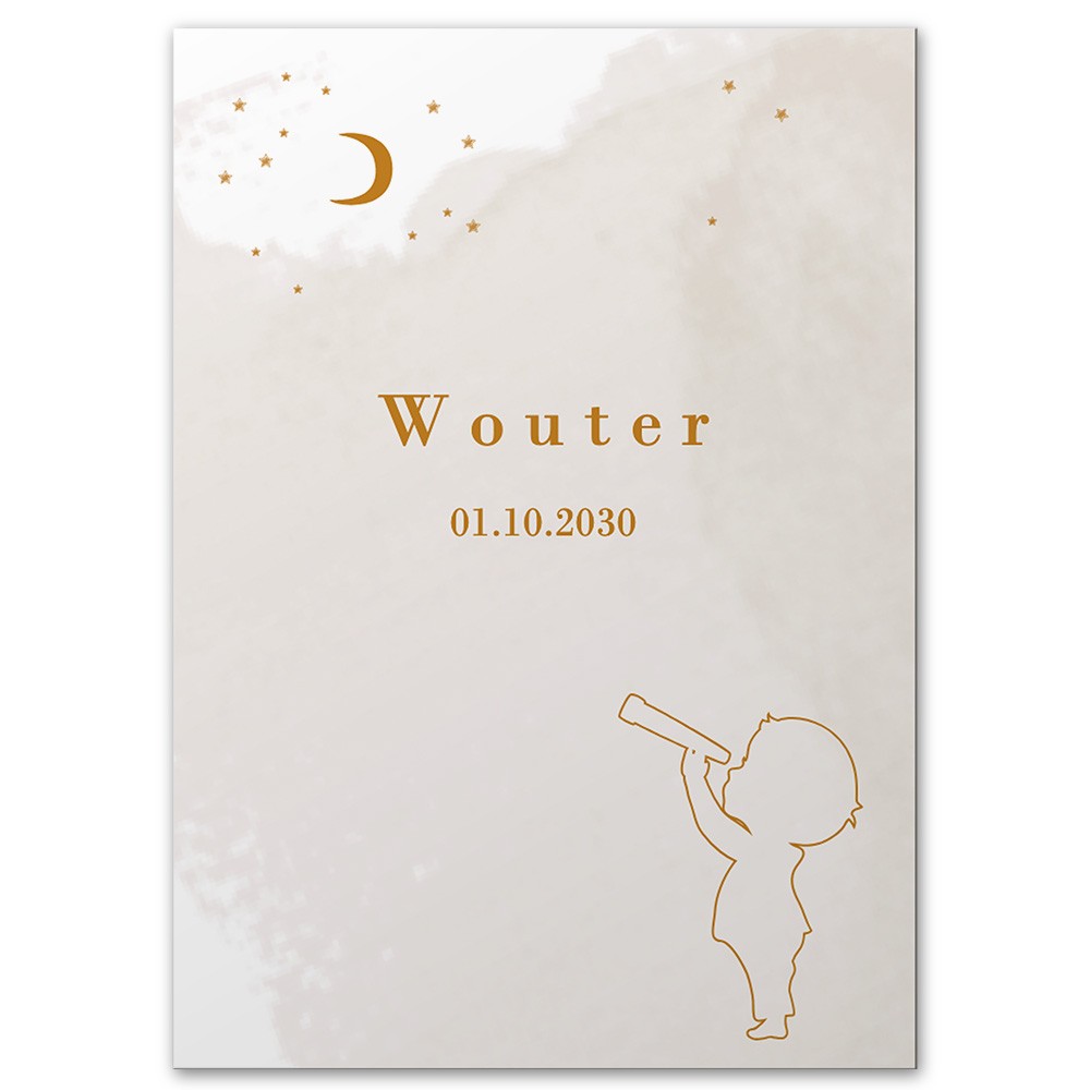 Raamsticker geboorte jongen Wouter 50x70
