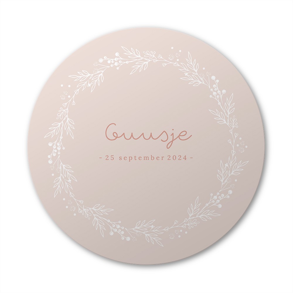 Ronde raamsticker met bloemen wreath 40x40 - Guusje