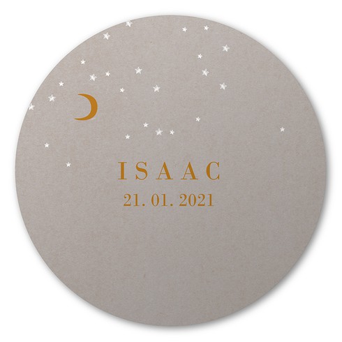 Ronde raamsticker maan, sterren en karton look 60x60 - Isaac