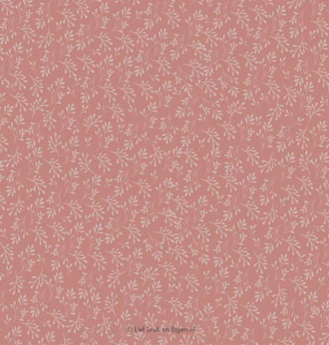 Romantisch geboortekaartje met takjes patroon in roze kleur - Pleun