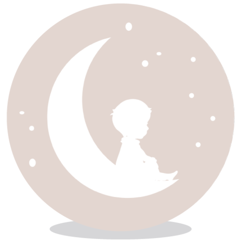 Sluitsticker met silhouetje op maantje voor geboortekaartje jongen
