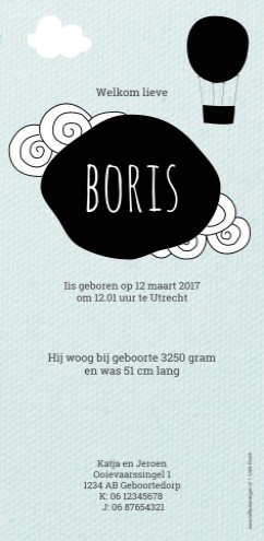 Stoer geboortekaartje luchtballon - LD DIY