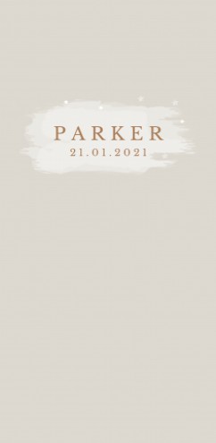 Strak en minimalistisch geboortekaartje in grijstinten - Parker