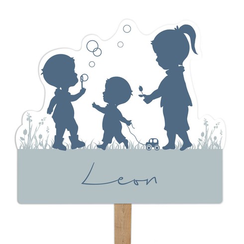 Tuinbord voor een jongen met broer en zus spelend - Leon