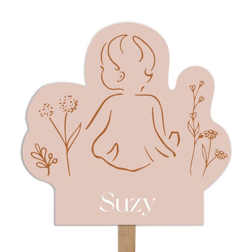 Tuinbord zittend meisje met bloemen - Suzy