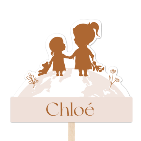Tuinbord zusjes op de wereldbol - Chloe