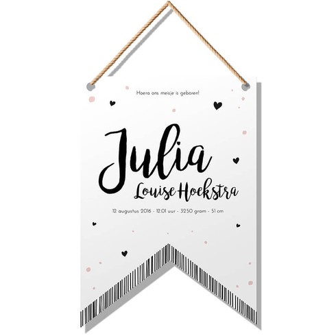 Vaandel geboortekaartje - Julia voor