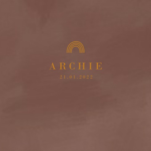 Velvet geboortekaartje bruin regenboog - Archie