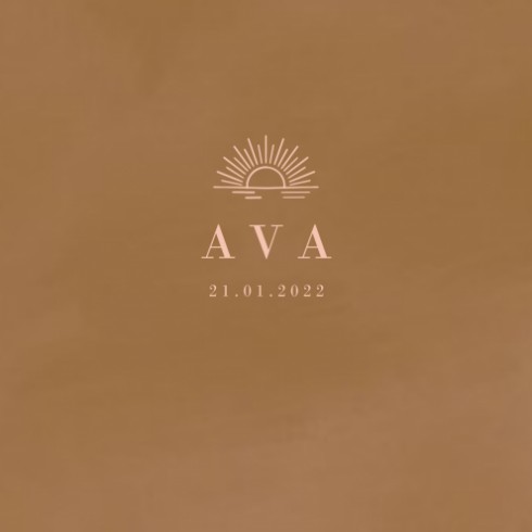 Velvet geboortekaartje meisje camel zon  - Ava