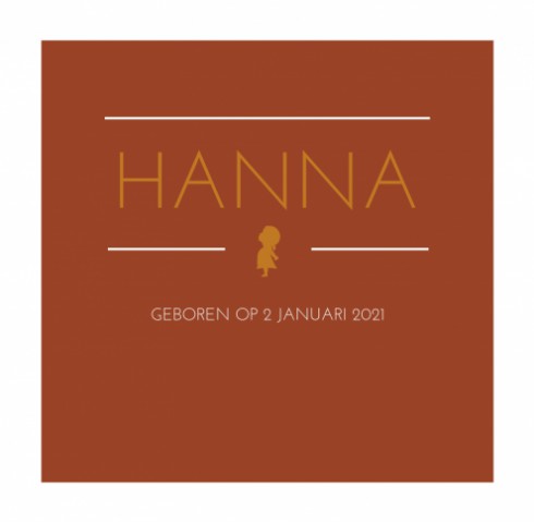 Warmrood geboortekaartje silhouette - Hanna