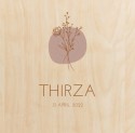 Echt hout geboortekaartje bloem - Thirza