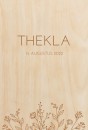 Echt hout geboortekaartje bloemen - Thekla