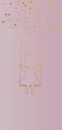 Geboortekaartje tweeluik koperfolie silhouetje meisje schommel - Farah