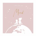 Geboortekaartje wereldbol silhouette zusjes - Maud