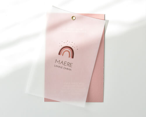 Geboortekaartje met transparant papier